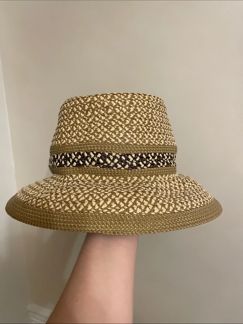 Eric Javits Straw Sun Hat UPF 50+ Wide Brim Packable Natural Tan - Picture 3 of 7